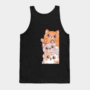 Cute cat pile peeking Tank Top